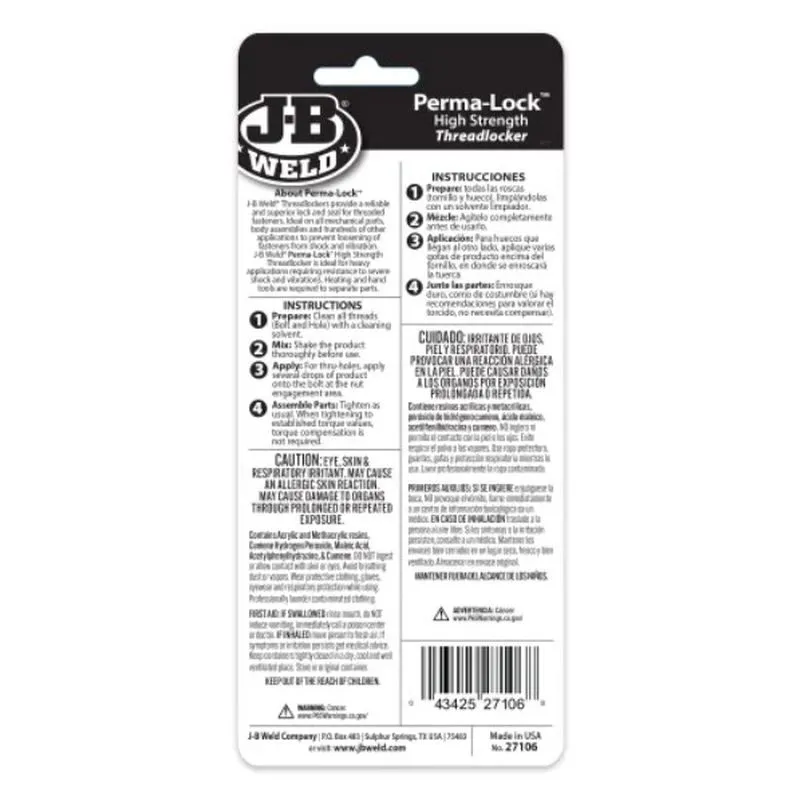 JB Weld perma lock red